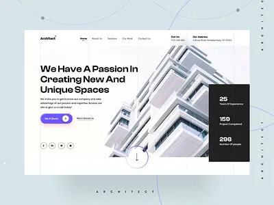 Architect Landing Page 2021 design 2021 trends animations architect brands landing page luxury architecture minimalism interior minimalist architecture modern architecture modern interior modern website motion design new trends prototype ui design ux design web design website