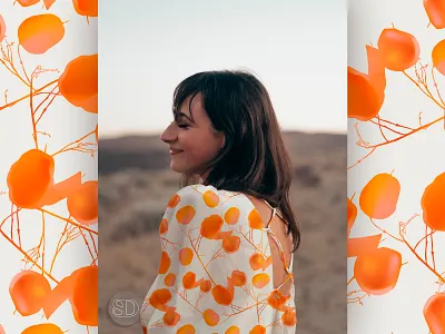 Pattern 02 | NECH-TO collection art branding collage design dress fabric fashion flora floral flower graphic design illustration orange pattern design surface design textile white women