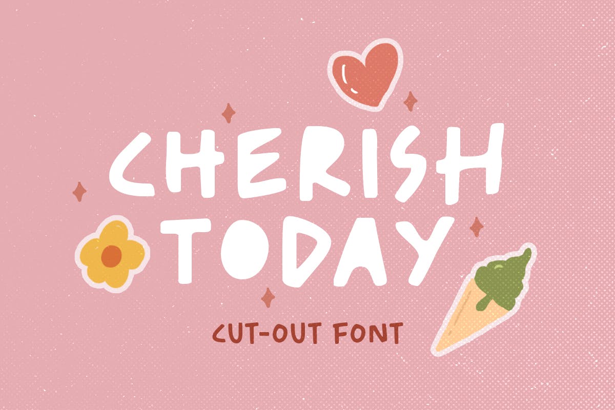 Cherish 2Day Font app branding cutout cutout font design display display font font graphic design illustration logo typography ui ux vector