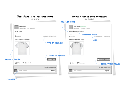 Facebook Post Prototype prototype redesign ui ux web design wireframe