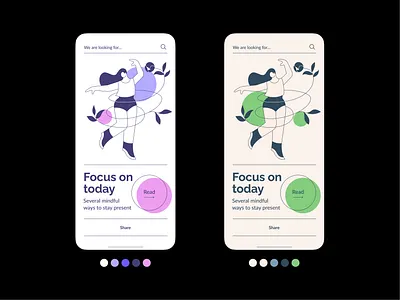 Palette exploration for Mobile UI and minimalistic illustration application clean colors design concept design tools illustration interface minimalistic illustration minimalistic ui mobile mobile app mobile design mobile palette mobile ui modern ui