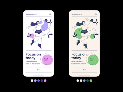 Palette exploration for Mobile UI and minimalistic illustration application clean colors design concept design tools illustration interface minimalistic illustration minimalistic ui mobile mobile app mobile design mobile palette mobile ui modern ui