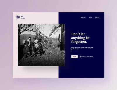 Oral Memoir: Showcase website for audio recordings of stories branding design ui ux