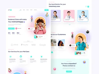 Pet Care - Web Design clean ui design fun design landingpage pet care pet care web deisgn pet website trend ui design ui uidesign uiux webdesign
