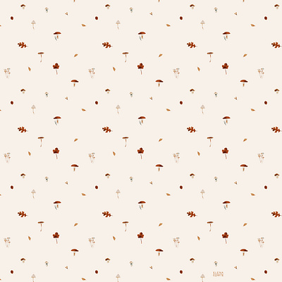 Mushroom Pattern autumn illustration autumn painting autumn pattern dark background dark color pattern ditsy fall pattern food design food pattern forest pattern minimalist minimalistic mushroom pattern mushrooms pattern design pattern tile repeat pattern seamless repeat tiny mushroom