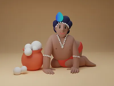Krishna 3d 3d 3dcharacter blender character graphic design illustration janmashtami krishna ui