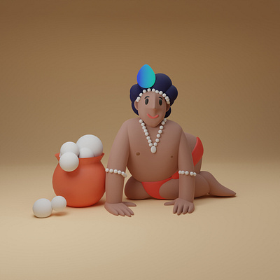 Krishna 3d 3d 3dcharacter blender character graphic design illustration janmashtami krishna ui