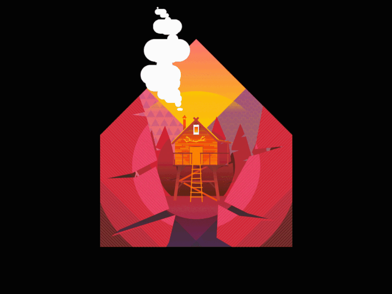 Glamping (1 of 3) animation bright camping colorful design gif glamping illustration motion graphics red smoke