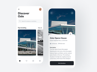 Travel app for Oslo app clean destination graphic design minimalism mobile oslo tourism travel trip vacation