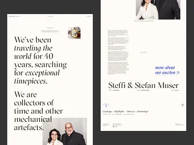 About page auction house about clean grid interface layout minimal promo sectra typography ui ux web design