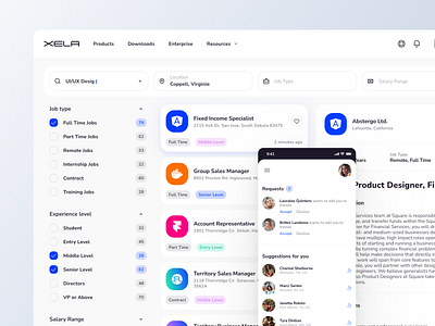 Xela UI Kit - Responsive Templates for Websites & Mobile Apps design system figma job search prototyping social app template templates ui kit