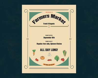 Farmers Market adobe illustratior business creative graphic design illustration market promotion natural organic poster design professional promotional design vector