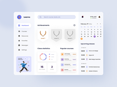 Course Dashboard 📖 calendar course course dashboard dashboard design illustration online class ui ui ux