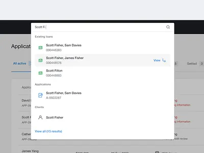 Search results app modal preview results search ui web