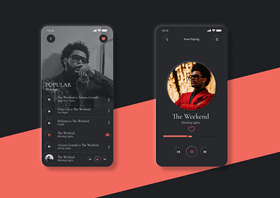 Dark Theme UI – Simple Music Player dark mode mobile apps design for mobile mobile app mobile app visual ui ux mobile user interface mobile app