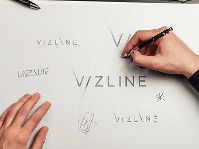Vizline - logo sketching branding brands cg cgi grid identity logo logotype minimalistic process sketch sketching vizline