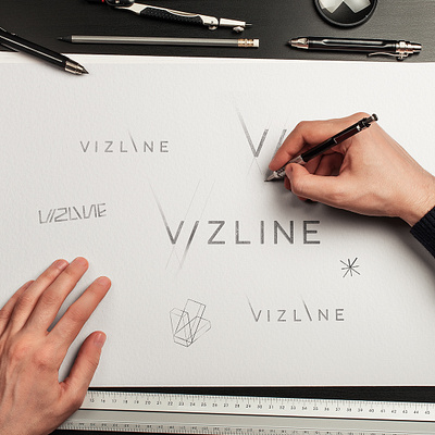 Vizline - logo sketching branding brands cg cgi grid identity logo logotype minimalistic process sketch sketching vizline