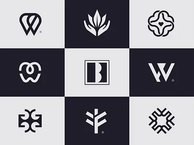 Logo Collection black brand identity flower letter g letter w logo collection monogram tooth