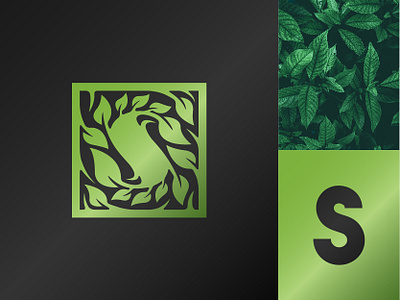 Shady S Leaf Logo brand branding company design exclusive green illustration initial leaf leaves letter logo natural nature plant premium s tree typography vector