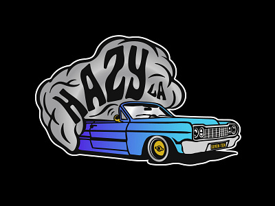 Lowrider Sticker branding cannabis graphic hazy illustration logo lowrider smoke sticker