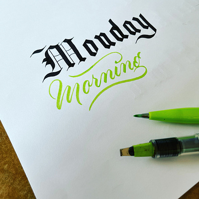 Monday morning brush lettering script