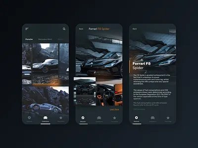 Black Edition | Cars Collection app car collection darkmode futurism minimal mobile uidesign