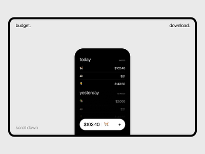 budget. app budget clean concept ios landing page mobile app personal finances product page