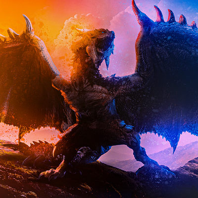 Monster Hunter KING : Rathalos art artwork blue color creation creations creative design digital digital art dragon dual edit graphic design illustration imagination medieval monster orange photoshop