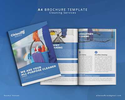 Cleaning Services Brochure Design a4 advertising bifold booklet brochure carpet catalog clean cleaning creative editorial layout leaflet magazine print product services template tile upholstery