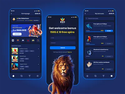 Online Casino - Mobile blue casino dark design gambling online ui ux