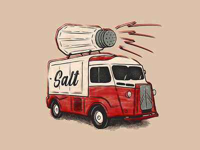 The Salt Wagon food truck hand drawn illustration retro salt tshirt vintage