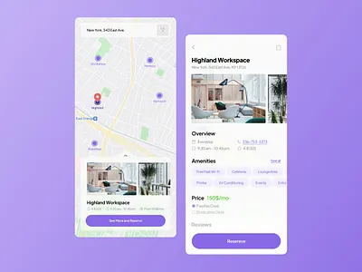 Workspace Finder App app design application location map reservation ui uidesign workspace workspace finder