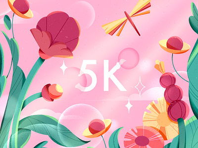 5К FOLLOWERS art illustration design artists flowers follower graphic graphics illustration invite