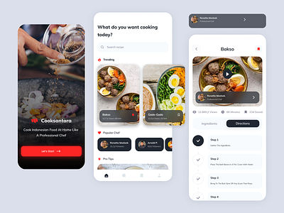 Cooksantara - Recipe App app design food indonesian mobile recipe ui ux