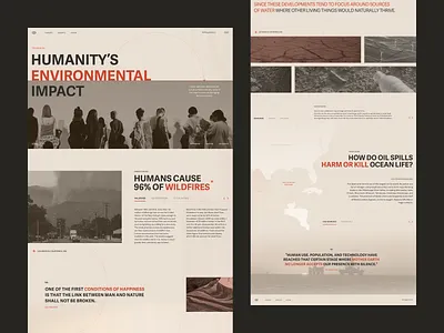 Humanity’s Environmental Impact Landing Page bold creative design environment environmentallyfriendly fonts humanity landing landing page layout offline online trends trends2021 web web design website zajno