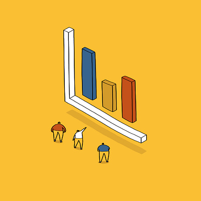 Graphs, graphs and more graphs. bar chart characters charts dalesebits fun graphs illustration isometric maths miniature people powerpoint presentation images stock image yellow