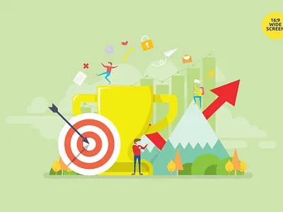 Business Goal Achievement Vector Concept 3d 3d animation 3d art 3d illustration app banner concept illustration landing landing page page pages ui user interface ux vector web web design web development website