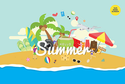 Tropical Summer Holiday Party Vector Concept 3d 3d animation 3d art 3d character 3d illustration app banner banners concept development illustration landing landing page landing pages page pages vector web design web development website