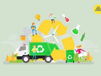 Waste Recycling Vector Illustration Concept 3d 3d animation 3d art 3d character 3d illustration app concept design illustration landing landing page landing pages logo page pages ui vector web design web development website