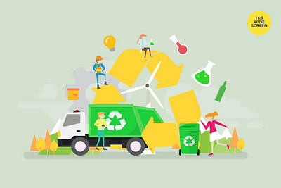 Waste Recycling Vector Illustration Concept 3d 3d animation 3d art 3d character 3d illustration app concept design illustration landing landing page landing pages logo page pages ui vector web design web development website