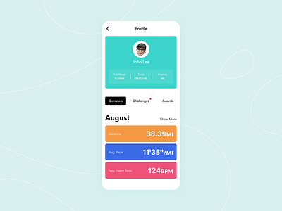 User Profile Screen UI Concept 006 app branding challenge concept dailyui design emoji fitness health minimal product screen technology tracking uiux userprofile