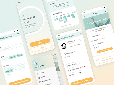 Thera - remote therapy scheduling app design mobile typography ui ux