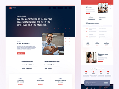 Point•C Website airy dots health care insurance light navy red ui ui design webflow website