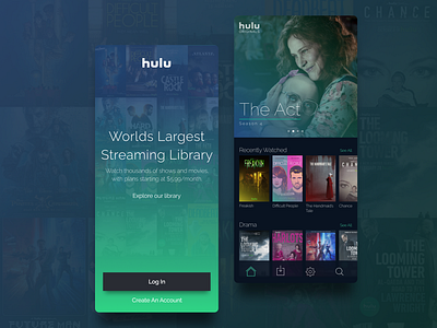 Hulu UI App Redesign app design complex dark app figma gui hulu mobile netflix ui ui mobile ux