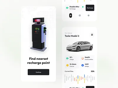 Find Recharge Point (Light) app design application automotive battery charge concept design eco friendlly electric car energy ev charge interface minimal minimalist mobile design navigation piqo design popular design recharge point tesla mobile app ui design user interface