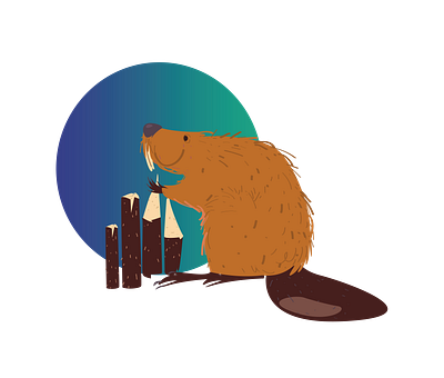 Beaver Hoarding Logs Vector 3d beaver hoarding logs vector beaver vector graphic design illustrator file vector art vector design woodland animal vector