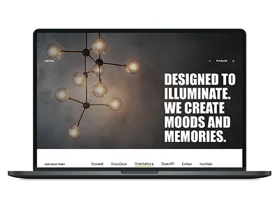 Landing page for a lighting fixtures manufacturing company big type landing page lighting fixture ui