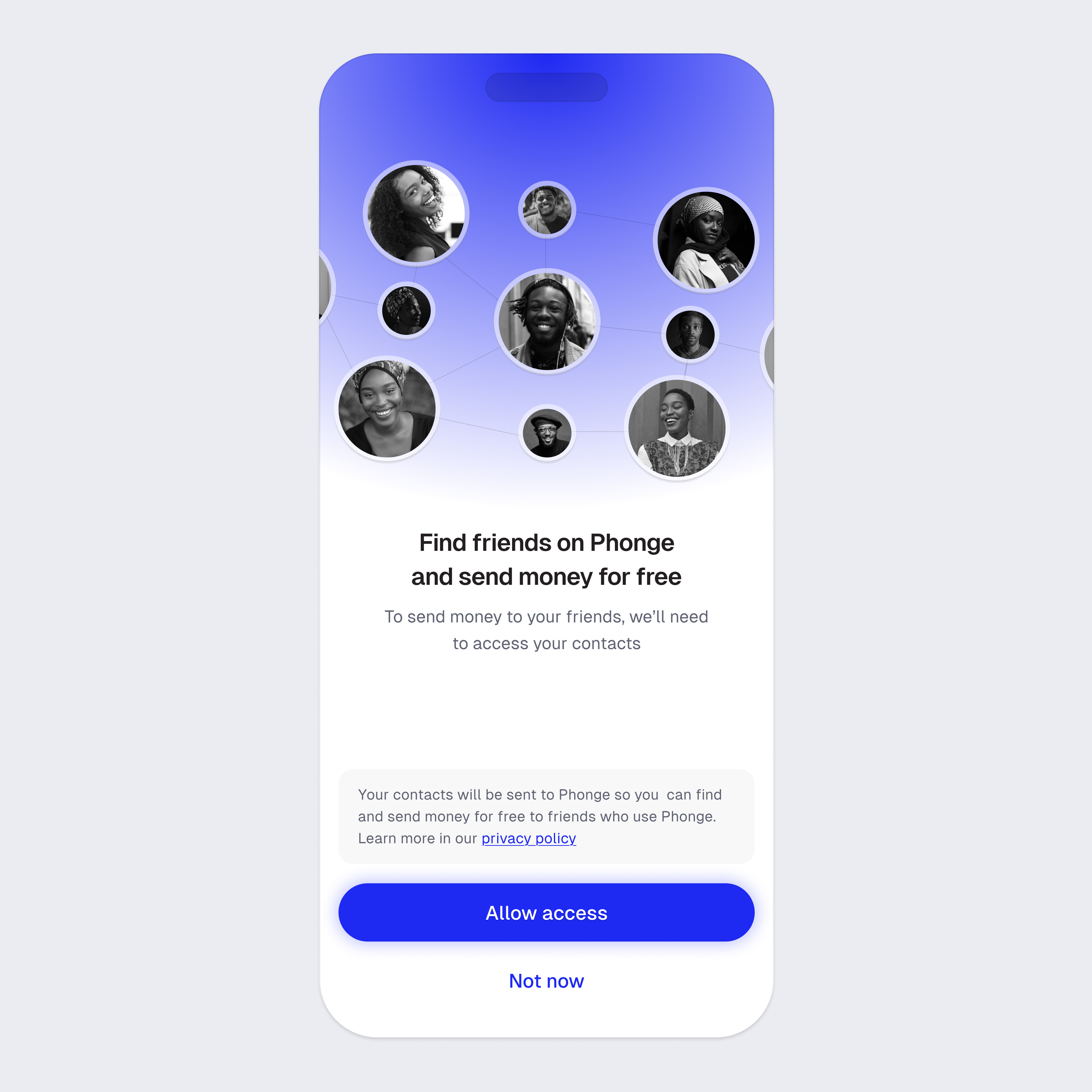 Phonebook access page for fintech app contact access contact page figma fintech phonebook ui user interface
