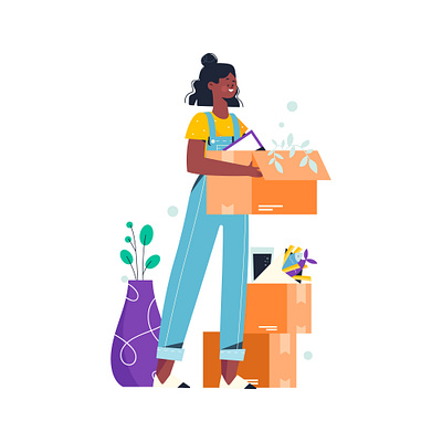 Moving Day character girl moving illustration lifestyle moving moving day new house people people illustration vector vector illustration