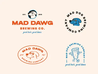 Mad Dawg Brewing Co. Secondary Logos & Marks badge beer beer branding branding brewery brewery branding design dog dog branding dogs doodle illustration illustrator logo modern retro retro badge retro mascot typography vintage
